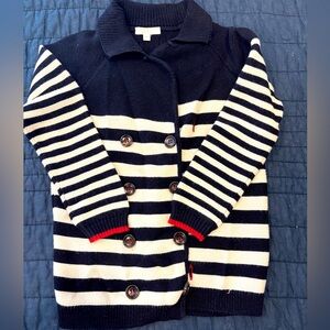 Striped Navy and White Kids Cardigan